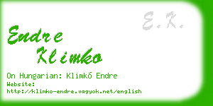 endre klimko business card